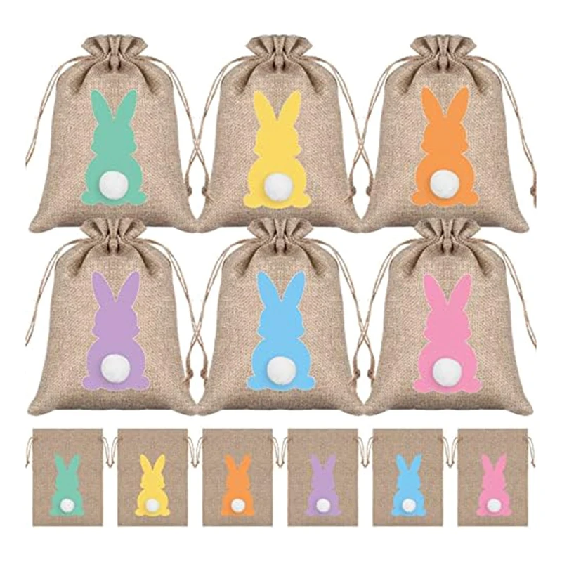 Подарочные пакеты на шнурке Сумка с кроликом Пасхальный Кролик Льняная сумка со