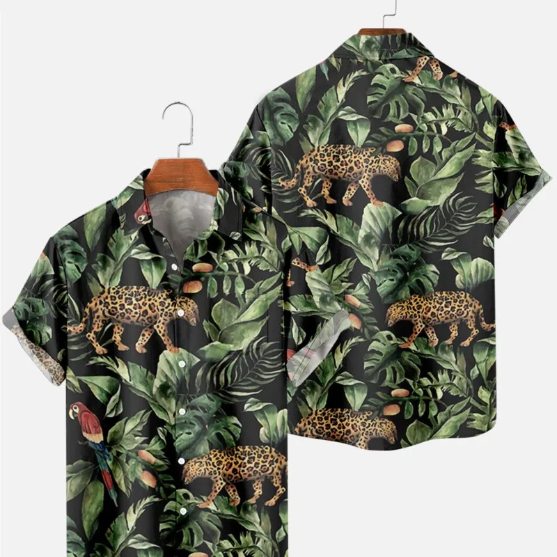 

Camisa con estampado de leopardo Tropical para hombre y mujer, ropa Vintage y2k, con botones, de verano, nueva