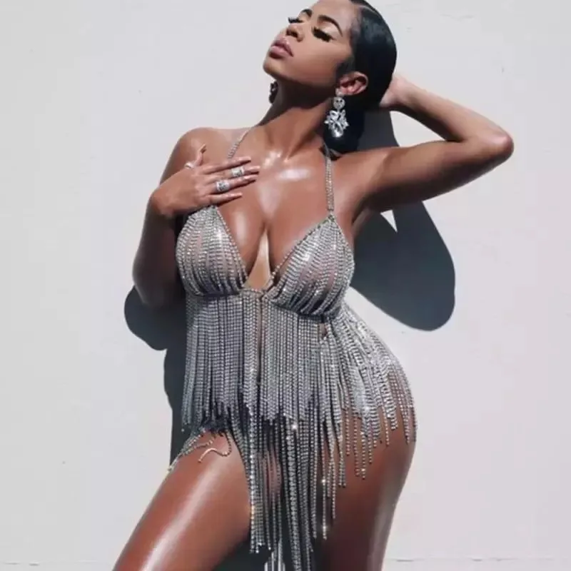 

Сексуальный эротический прозрачный бюстгальтер разы бедра юбка цепочка супер блестящий открытый бюстгальтер для ночного клуба сексуальна...