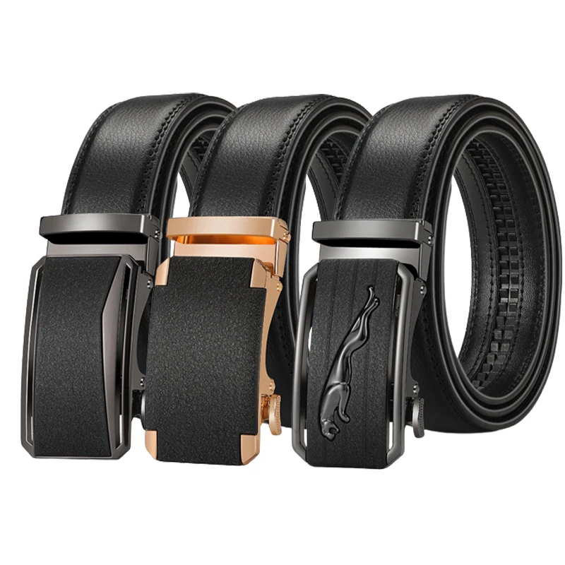 3.5cm Genuine Leather Business Men's Belt Alloy Automatic Buckle Cowhide Casual Belt for Men Designer Waistband