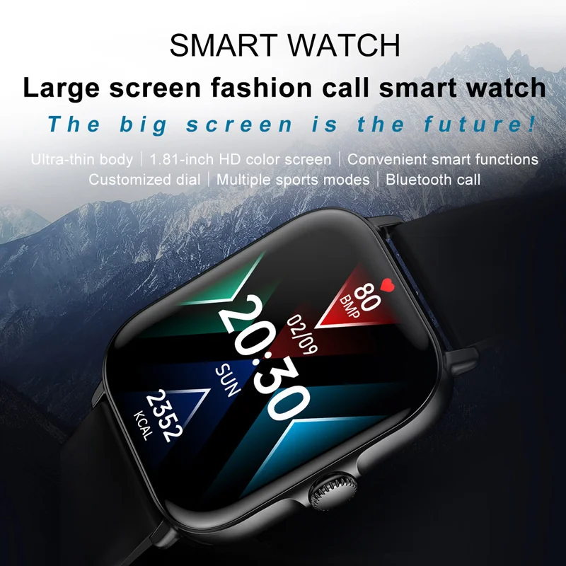 

T12 Smart Watch 1.81 Color Screen Bluetooth Call Voice Assistant Blood Pressure Heart Rate Detection Sports Touch Screen Watch