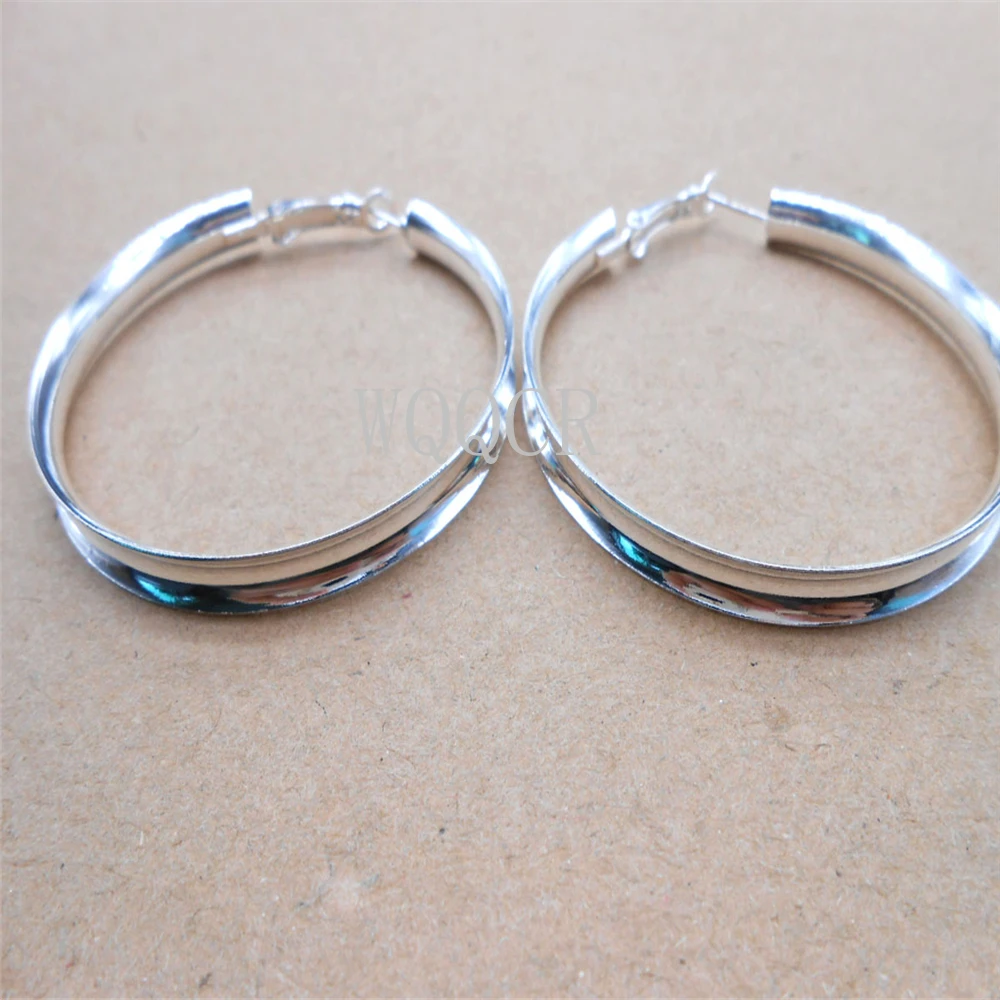 

Personality Sterling Silver 925 Ladies Simple Smooth Concave Round Large Hoop Earrings Jewelry Earrings Silver Jewelry