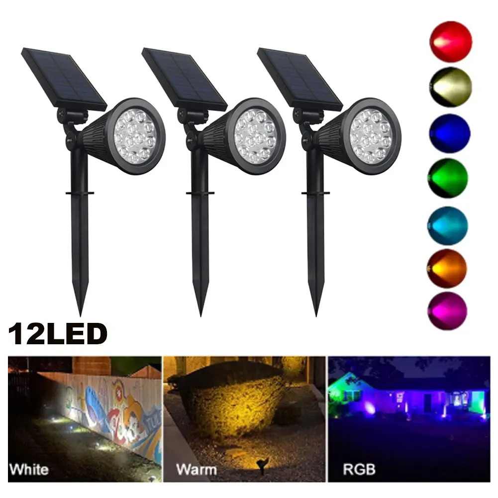 12 светодиодов, Солнечная лампа 12 Вт, уличная лампа для парка, газона, сада, освещение для украшения ландшафта, цветная RGB лампа с заземлением Li