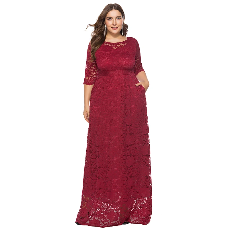 LAMYA размера плюс 4xl 5xl 6xl длинные трапециевидные вечерние платья для женщин кружевное Выходное платье с коротким рукавом платье для выпускно... (art.: 3920bb7b41e84) - 3920bb7b41e84