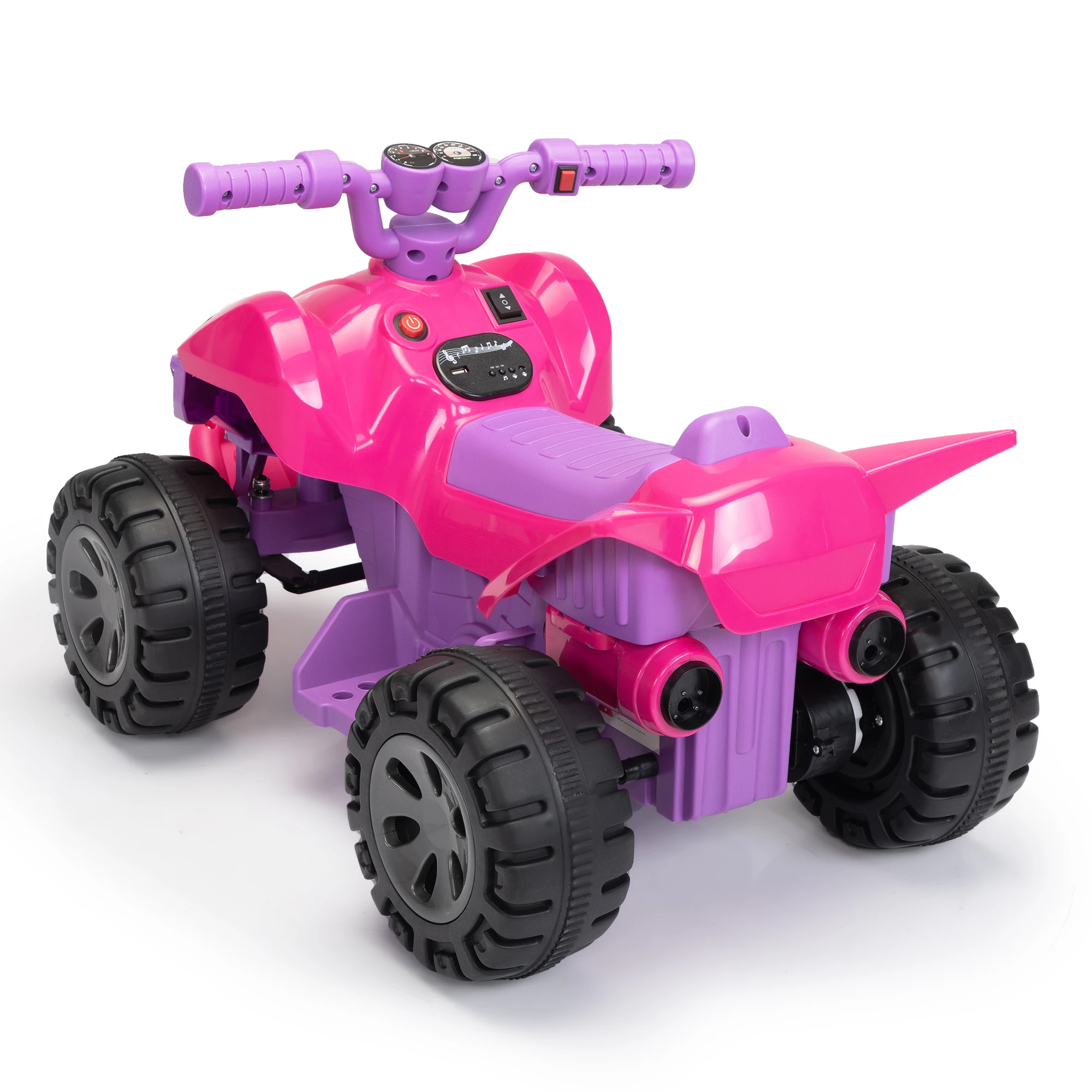 

Kids Ride-on ATV, 6V Battery Powered Electric Quad Car with Music, LED Lights and Spray Device, 4 Wh