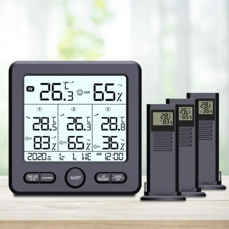 

Беспроводной термометр Tenky, умный термометр с 3 беспроводными датчиками и ЖК-дисплеем