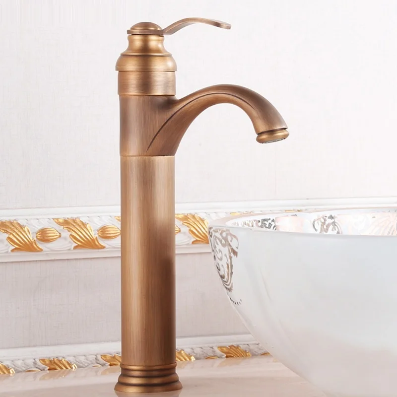 

Sink High Faucet Bathroom Fitting Crane Brass Single Hot And Cold Basin Tap Retro Vintage Home Decor Ornaments Accessorie