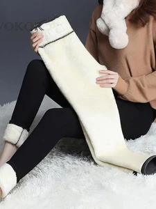 Женские утепленные леггинсы SVOKOR, зимние утепленные бархатные леггинсы черного цвета, зимняя одежда