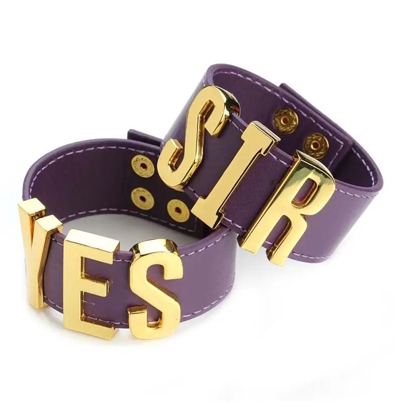 Harleen Quinzel Cosplay Bracelet Unisex Yes Sir Letter Leather Wristband Punk Gothic Strap Bangle Jewelry Props