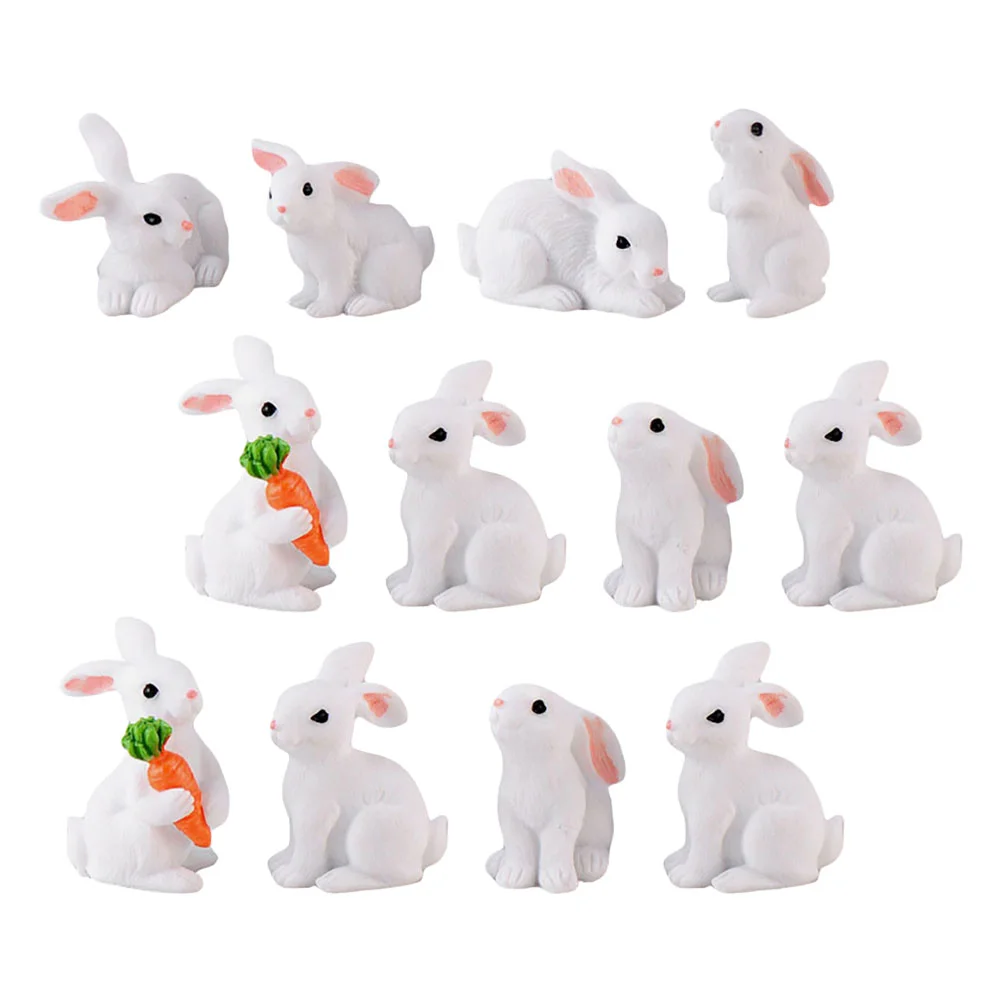 

Rabbit Easter Mini Bunny Figurines Miniature Figurine Resin Figures Cake Year New Figure Rabbits Landscape Decorations Statue
