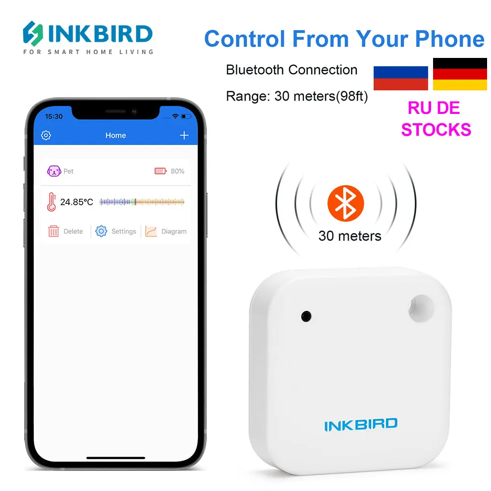 Фото Электронная сигарета, Bluetooth магнитный датчик температуры для помещений IPX4, водонепроницаемый термометр с дистанционным управлением и сигнализацией №1