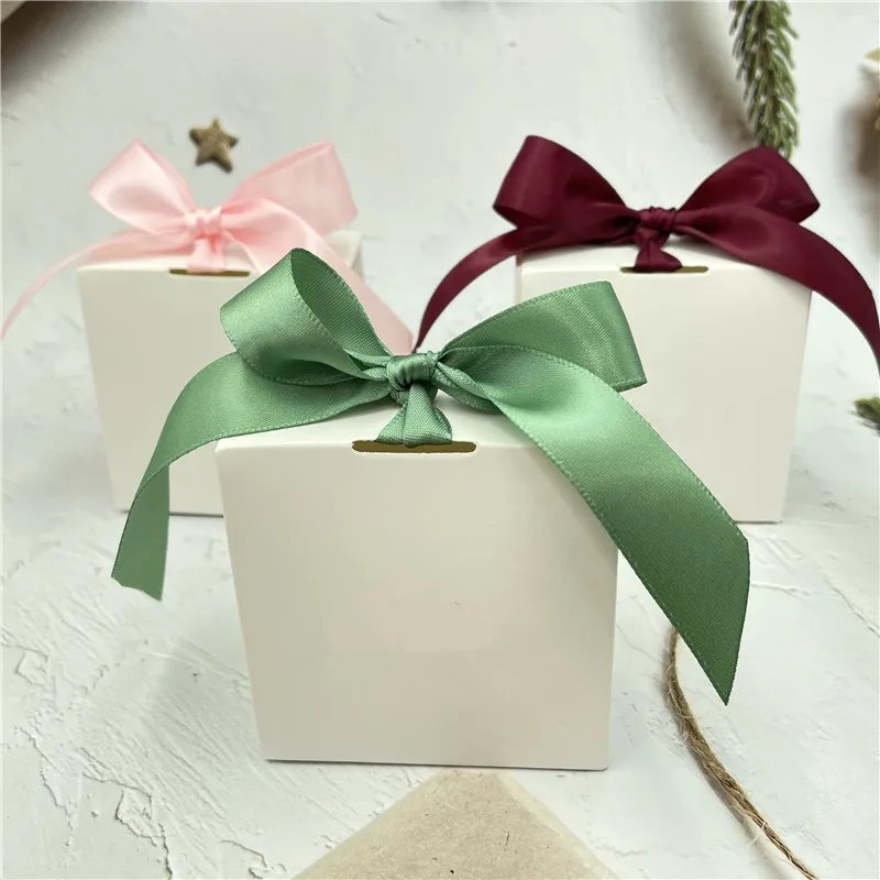Custom Logo Gift Packaging Box With Ribbon For Wedding Favors Baby Shower Party
