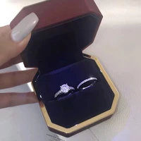 luxury romantic couple diy crystal rhinestone zircon alliance cz engagement wedding rings for women jewelry