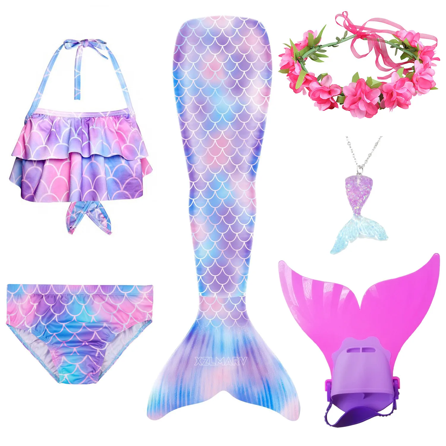 

Girls Swimming Mermaid tail Mermaid Costume Cosplay Children Swimsuit Fantasy Beach Bikini can add Monofin Fin Cosplay Mermaid