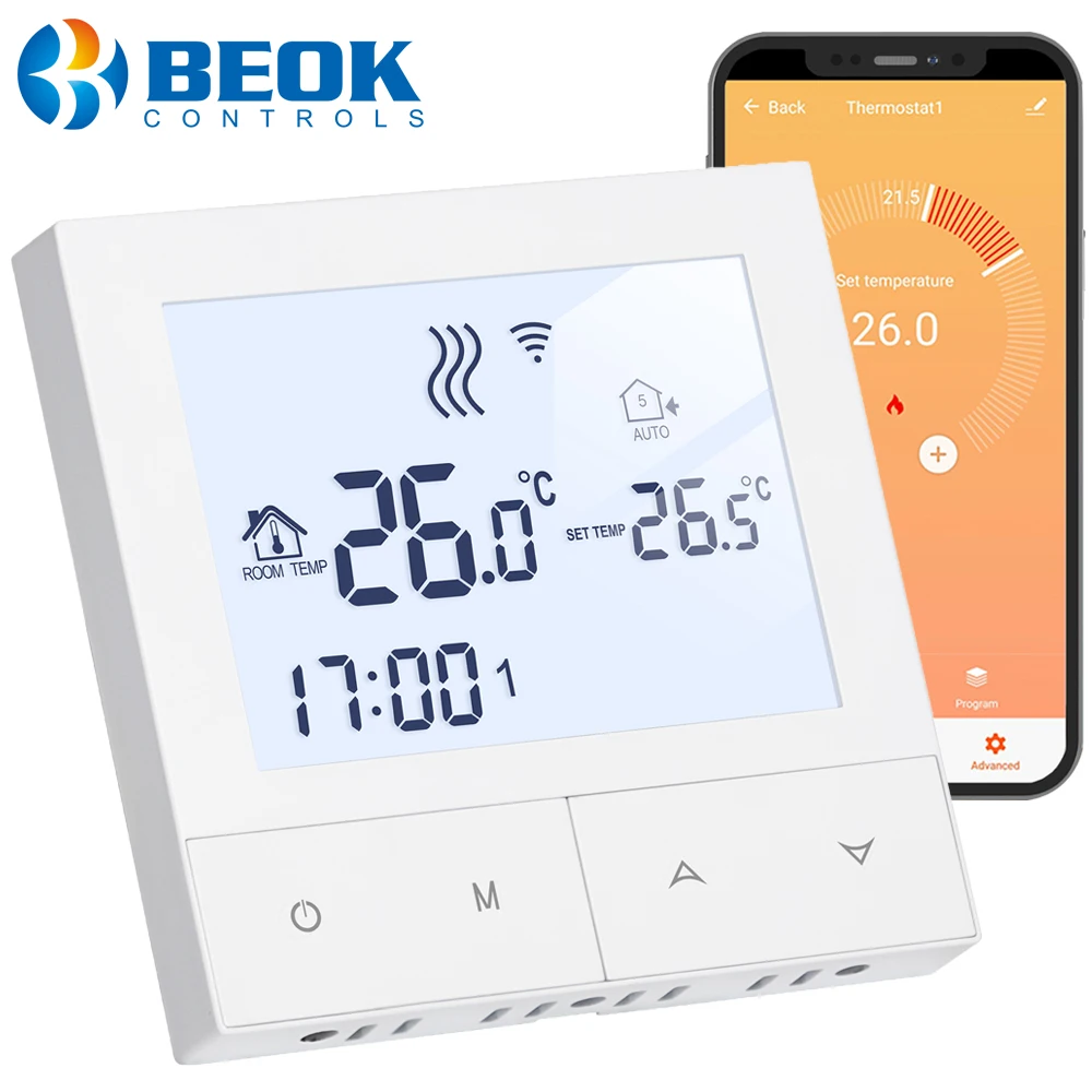 

Beok Tuya Smart Home Thermoregulator, LCD Screen Wifi Thermostat for Underfloor Heating And Gas Boiler with Sensor Alexa Control