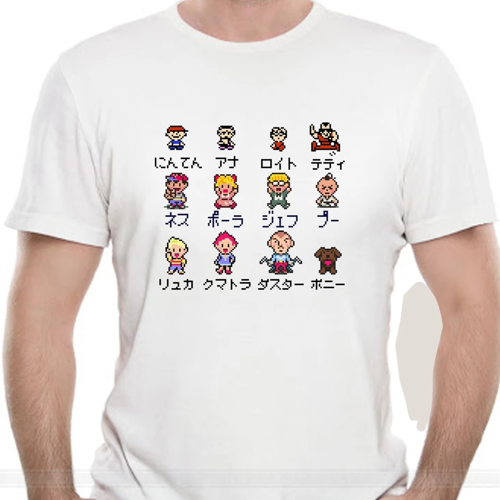 

Men's T-Shirts Mother EarthBound Protagonist Short Sleeve RPG Ness Lucas Giygas Video Game T Shirt Round Collar