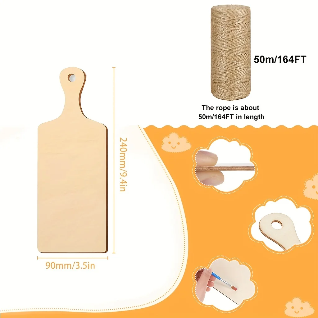 6 шт./12 шт./24 шт. (длинная ручка 9 4x3 5 дюйма) мини-разделочная доска из пеньковой