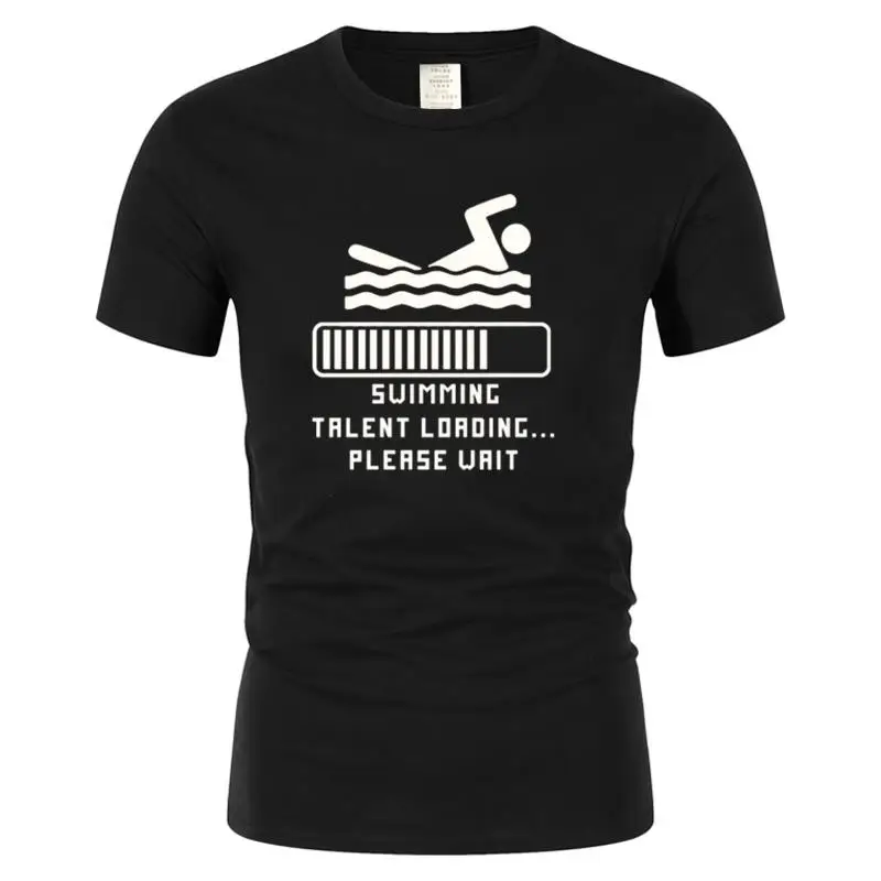 

SWIMMING TALENT LOADING Funny Print Men t-shirt New Fashion Cotton Short Sleeve Cool Hip Hop Streetwear Mens Sportsw Top Tees