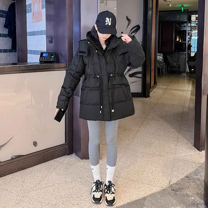 Winter Padded Jacket Women Korean Loose Long Puffer Jacket Mujer Slim Snow Wear Outwear Female Solid Hooded Thickened Parkas