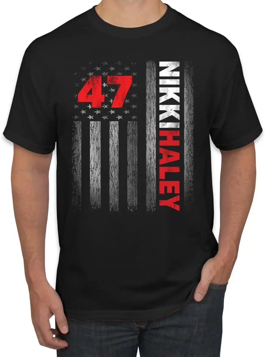 Мужская футболка с рисунком Wild Bobby Haley 2024 мужская Waving Flag Americana/American Pride