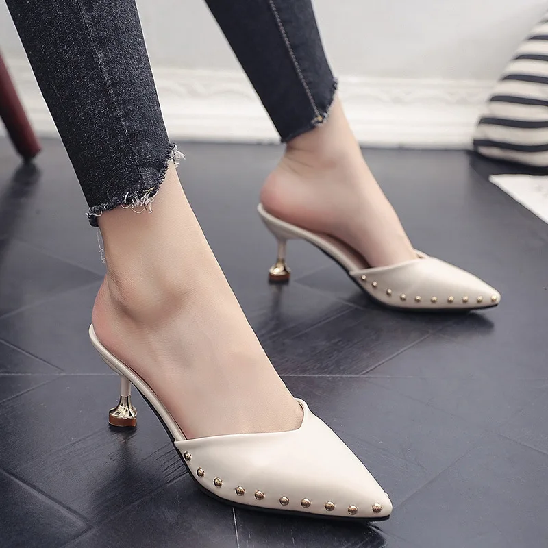 

Pop Nice High Heels Ladies Dress Women Shoes Rivet Fashion Summer Pumps For Female Lady Slippers Casual Stilettos Office 34