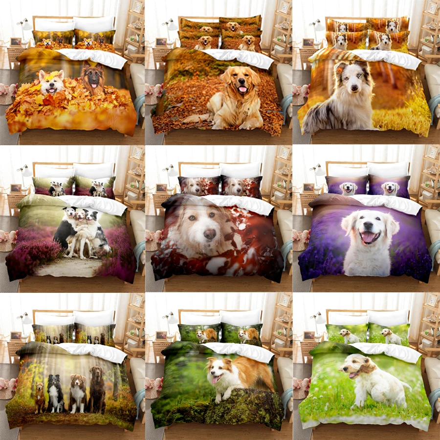 

Kawai Kids Duvet Cover Set Double Bed 200x200 Queen Size Single Bedding Sets Dogs King Full Twin 3D Quilt Case Linen Pillowcase