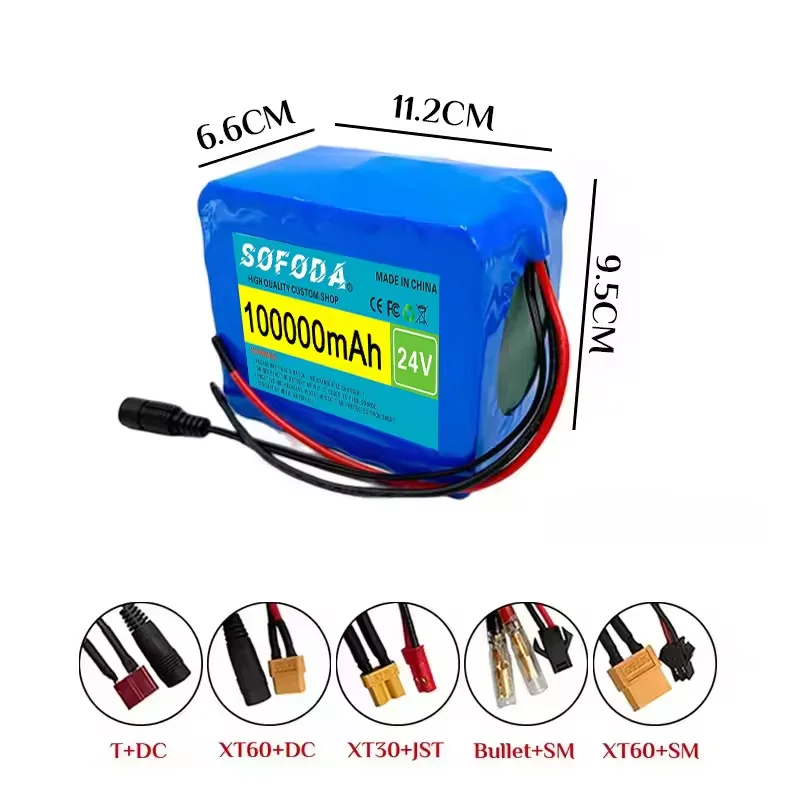 Фото Литиевая аккумуляторная батарея 6s5p 18650, 24В 100000мАч с защитной пластиной BMS, литий-ионный аккумулятор и зарядное устройство 25.2В 2А. №4