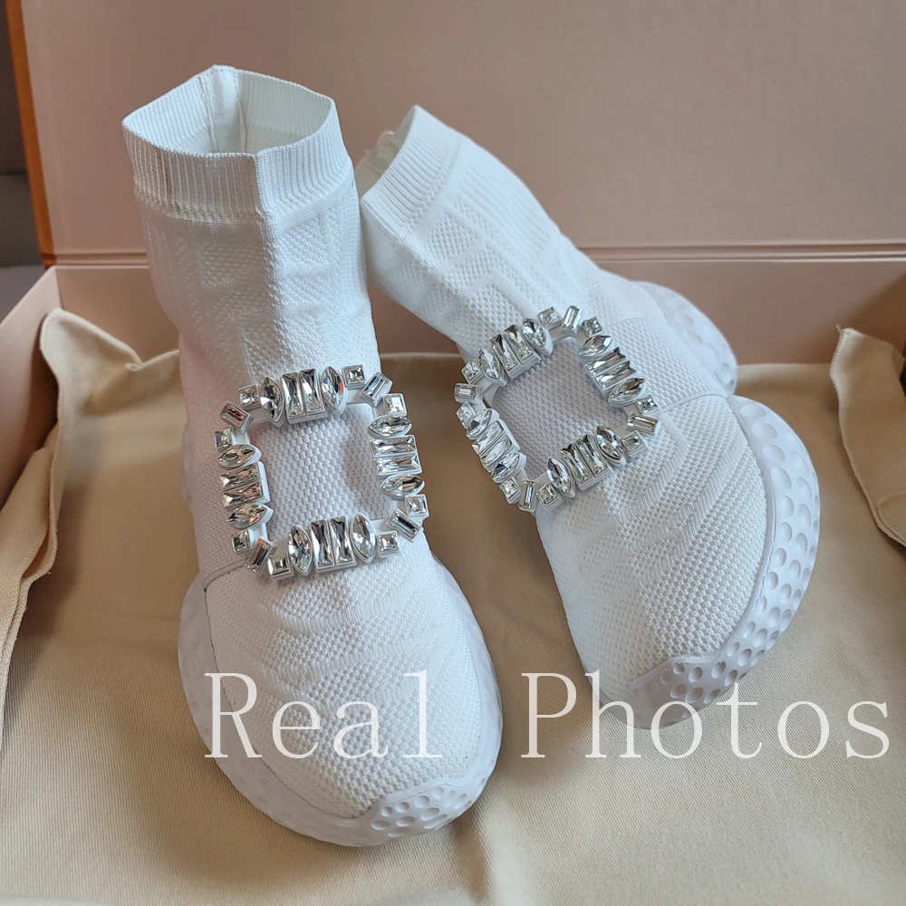 Fashion Women Ankle Boots Knitted Stretch Sock Boots Woman Shoes Platform High Platforms Elastic Fabric Autumn Winter Boots