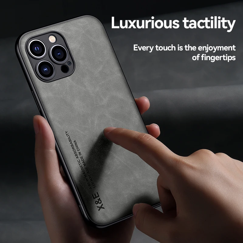 

Ultra-thin Silky Feel Magnetic Phone Case For iPhone 13 11 12 14 Pro Max XS XR X 7 8Plus Luxury Texture Leather Protection Case