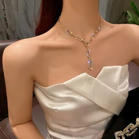 fashion exaggerated around the neck y shaped flash diamond necklace ladies hip hop personality design collarbone chain jewelry