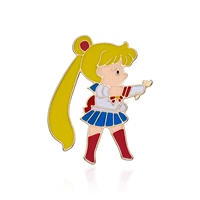 new sailor moon pin cute anime characters enamel brooch lapel backpack badge for anime fans jewelry gift collect