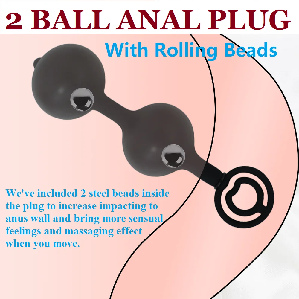 Фото 2 надувных анальных шарика с членом/пенисом/шаровым кольцом, расширяемая анальная/анальная пробка для анального расширения и тренировочного массажера простаты с №2