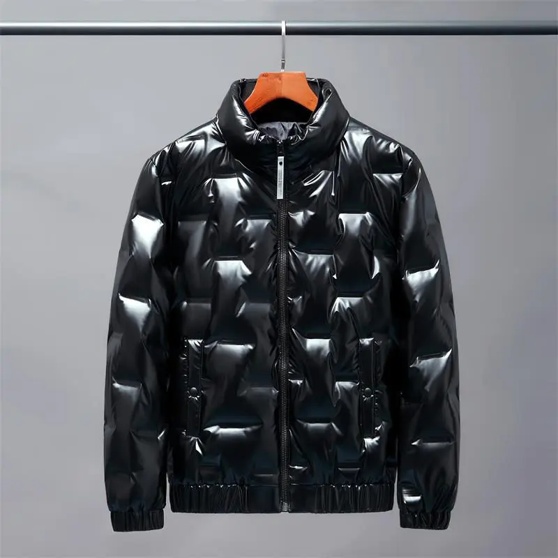 

Down jacket men's short stand collar coat glossy jacket top