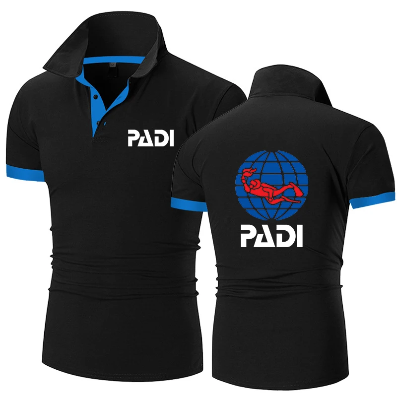 

Scuba Driver Padi Printing Summer High Quality Men Polo Shirts Casual Business Short Sleeve Shirts Stand Collar Polo Shirt