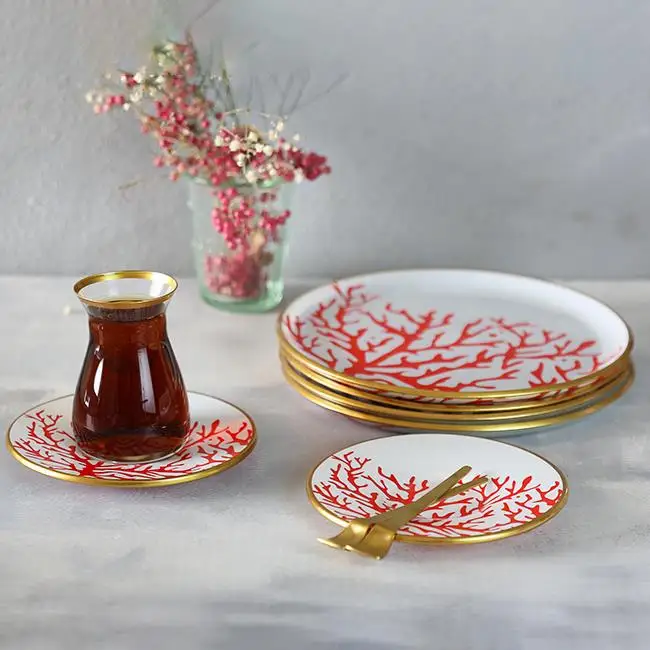 

Glore Laura Coral Cake Plate 21 cm 6'l modern design stylish presentation catering plates
