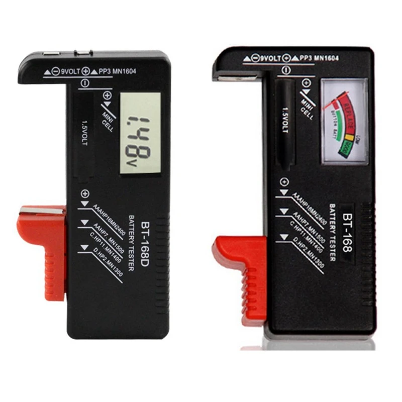 

Retail Set Of 2 Digital Battery Testers Voltage Checker And Power Level Checker Combo For AA AAA C D 9V 1.5V Button Coin Cell