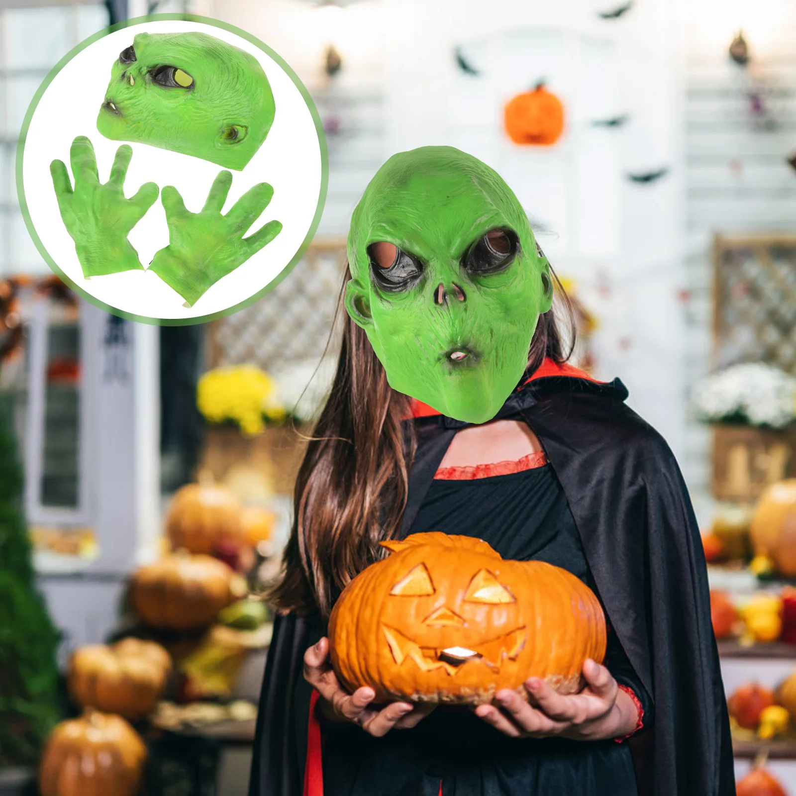 

1 Set Scary Mask Alien Mask Cosplay Alien Mask Halloween Alien Mask Latex Alien Mask with Gloves