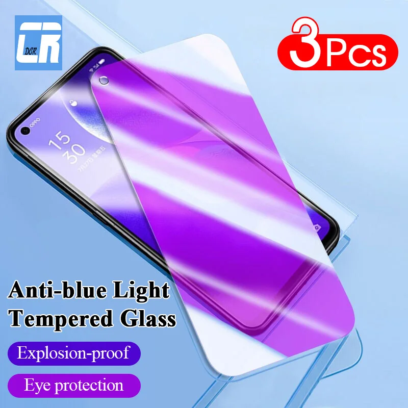 

3Pcs Anti Blue Light Glass Screen Protector for Realme GT Neo 3T 3 2T 2 Pro 8i 9i GT Master Oppo Reno 8 7 6 Lite Tempered Glass