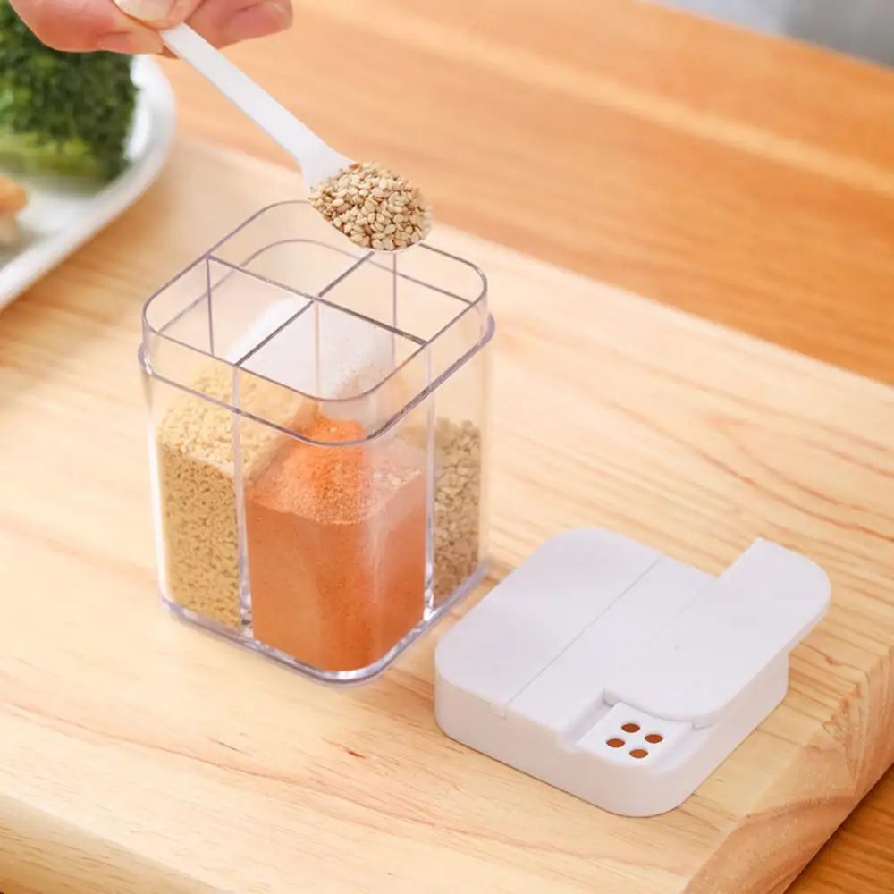 4 In 1 Multifunctional Seasoning Container Kitchen Accessories Tools Spice Bottle Household Transparent Sesame Organizer Sealed