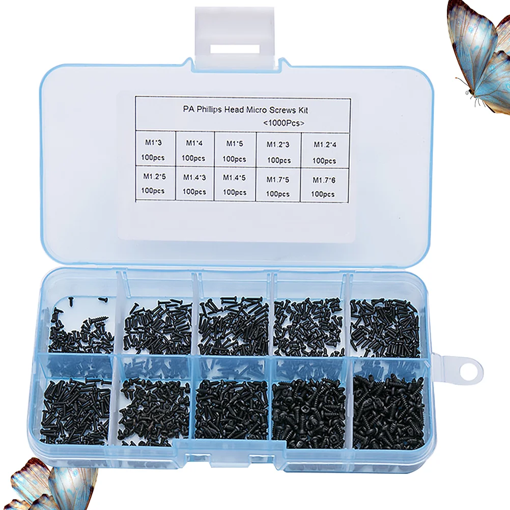 

1000pcs Screws Round Heads Self-Tapping Screws Tiny Electronic Small Screws Metal Parts (Black, White)