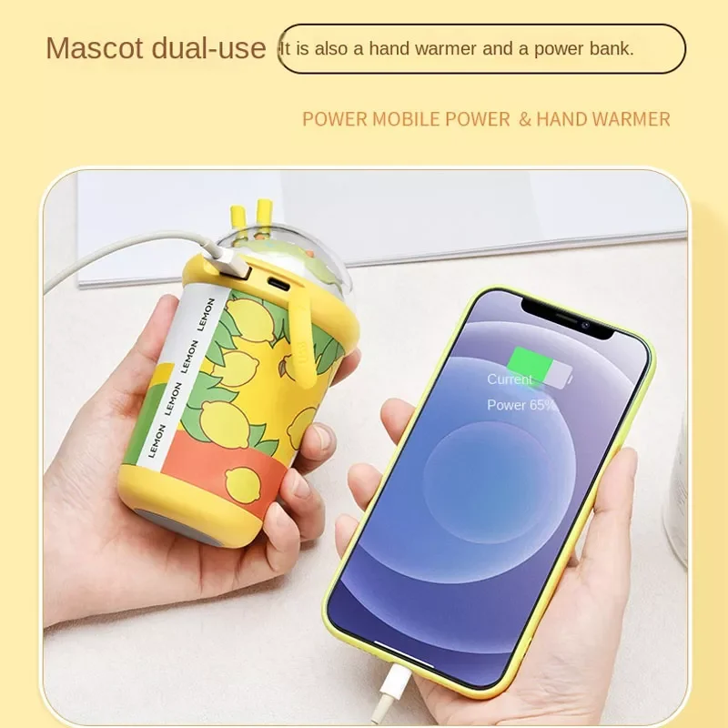 

Portable 10000mAh Power Bank Cute Charging USB Hand Warmers for Girl Loves Gift Hand Warmer Two-in-one Milk Tea Cup