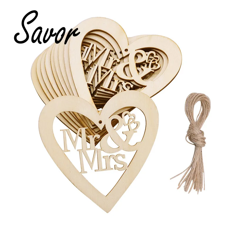 Деревянное свадебное украшение с лазерной резкой подвесное любовным сердцем