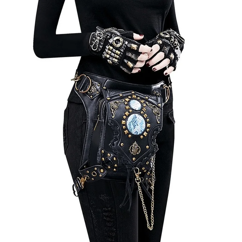 

Кожаная сумка Norbinus с заклепками для женщин, сумочка на пояс в стиле ретро-рок, мотоциклетная кросс-боди сумка на ремне для телефона в стиле стимпанк, 2019
