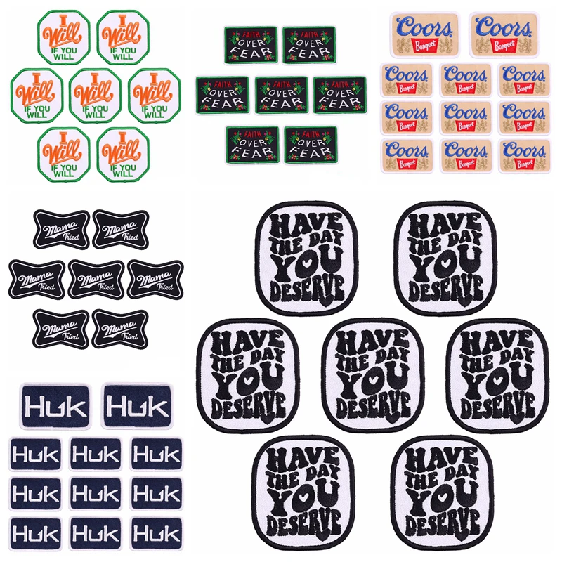 Набор из 10 вышитых нашивок с мультяшными буквами pulaqi