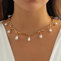 baroque elegant simulated pearls pendant necklace for women punk unique temperament basic chain choker collar wedding jewelry