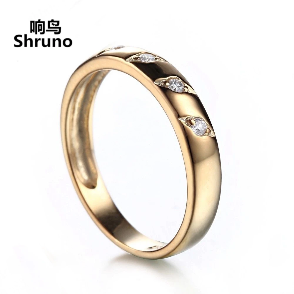 Женское кольцо Shruno из желтого золота 14 к au585 пробы с натуральными бриллиантами SI/H
