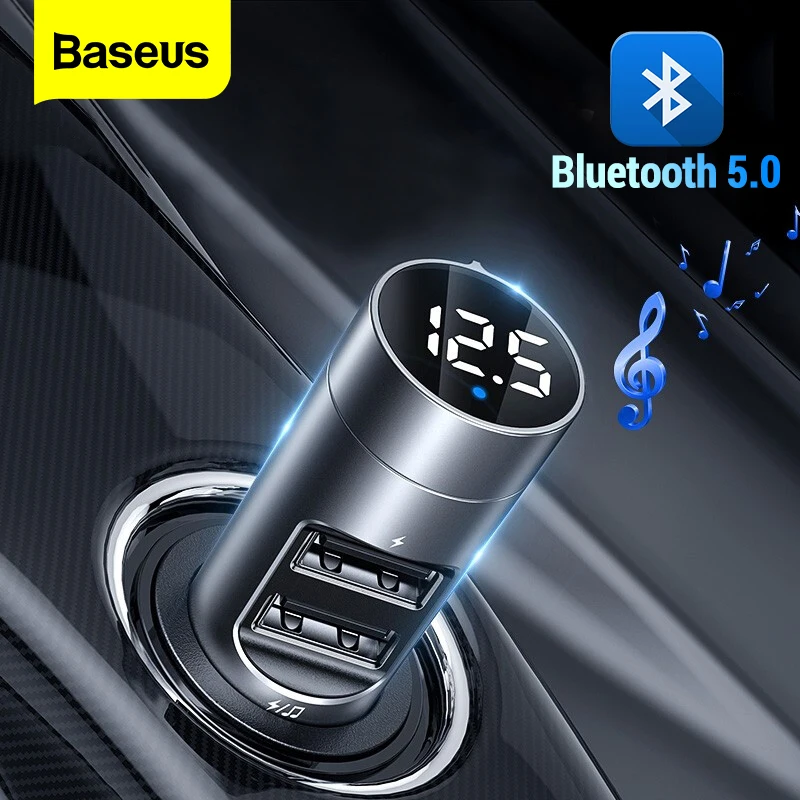 

Baseus FM Transmitter Car Wireless Bluetooth 5.0 FM Radio Modulator Car Kit 3.1A USB Car Charger Handsfree Audio MP3 Player