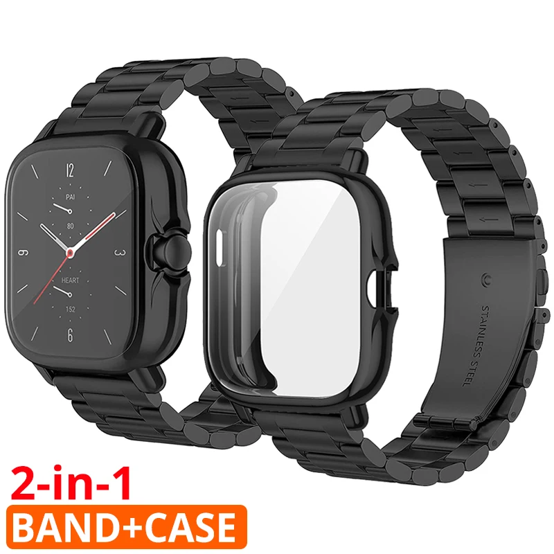 

2in1 Metal Strap+Protector Case for Amazfit GTS 2 mini/GTS 2/GTS 3/2e Bracelet for Amazfit Bip S U Pro Cover Bumper Band