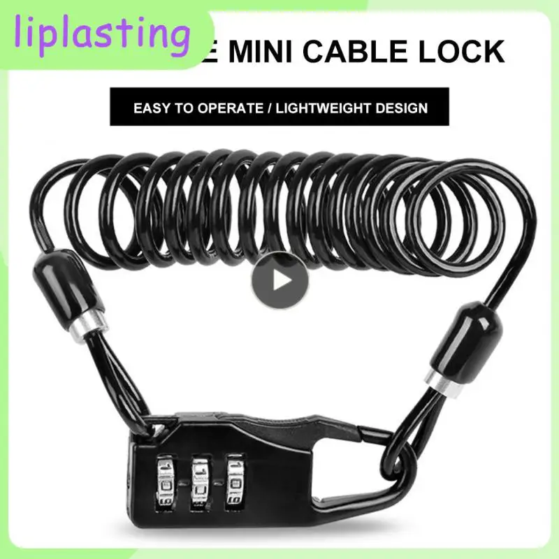 

Стальной тросовой мини-замок для велосипеда, замок безопасности для горного велосипеда, электромобиля, переносной замок с 3-значным кодом для велосипеда