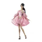 Модное розовое длинное платье с рукавами-фонариками и 11,5 